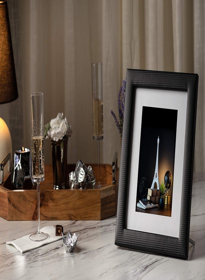 Glenor إطار صور Glenor Co مقاس 8 × 10 بوصة مع حامل وقاعدة للصور مقاس 5 × 7 بوصة - يُعلق على الحائط أو يوضع على الطاولة - أفقي وعمودي - مزود بخطافات مثبتة مسبقًا - إطارات عرض عصرية - تصميم من جلد ألياف الكربون - أسود - Image 3